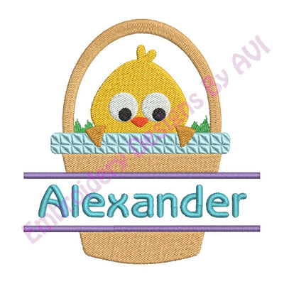 Easter Chick Split Monogram Font Frame Machine Embroidery Designs 4x4 & 5x7 Instant Download Sale