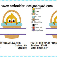 Easter Chick Split Monogram Font Frame Machine Embroidery Designs 4x4 & 5x7 Instant Download Sale