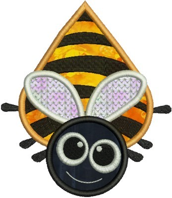 Big Eyed Bee Applique Machine Embroidery Design - Embroidery Designs By AVI
