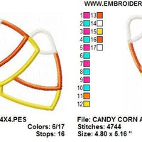 Halloween Candy Corn Applique Machine Embroidery Design - Embroidery Designs By AVI