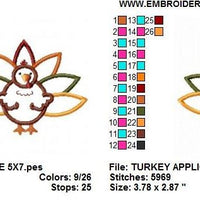 Cute Turkey Applique Machine Embroidery Design - Embroidery Designs By AVI