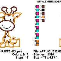Zoo Baby Giraffe Applique Machine Embroidery Design - Embroidery Designs By AVI
