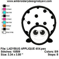 Big Eyed Ladybug Applique Machine Embroidery Design - Embroidery Designs By AVI