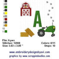 Farm Tractor Machine Embroidery Monogram Boy Fonts Designs Set - Embroidery Designs By AVI