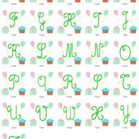 Birthday Cupcake Present Balloons Machine Embroidery Monogram Fonts Design Set - Embroidery Designs By AVI
