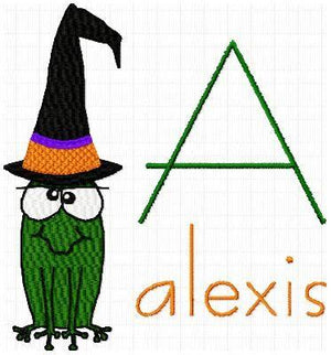 Halloween Witch Frog Machine Embroidery Monogram Fonts Designs Set - Embroidery Designs By AVI