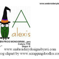 Halloween Witch Frog Machine Embroidery Monogram Fonts Designs Set - Embroidery Designs By AVI