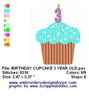 Birthday Cupcake with Candle Numbers Machine Embroidery Designs Set - Embroidery Designs By AVI