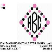 Diamond Polka Dot Machine Embroidery Monogram Fonts Design Set - Embroidery Designs By AVI
