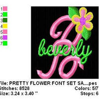 Pretty Hawaiian Flower Machine Embroidery Monogram Fonts Designs Set - Embroidery Designs By AVI