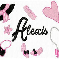 Girl Things Machine Embroidery Monogram Fonts Designs Set - Embroidery Designs By AVI