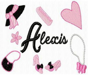 Girl Things Machine Embroidery Monogram Fonts Designs Set - Embroidery Designs By AVI