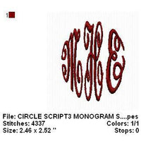 Circle Script 3 Letter Machine Embroidery Monogram Fonts Designs embroidery designs cd,embroidery designs usb Sale - Embroidery Designs By AVI