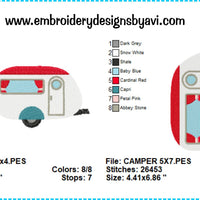 Camper Camping RV Summer Machine Embroidery Designs 4x4 & 5x7 Instant Download Sale