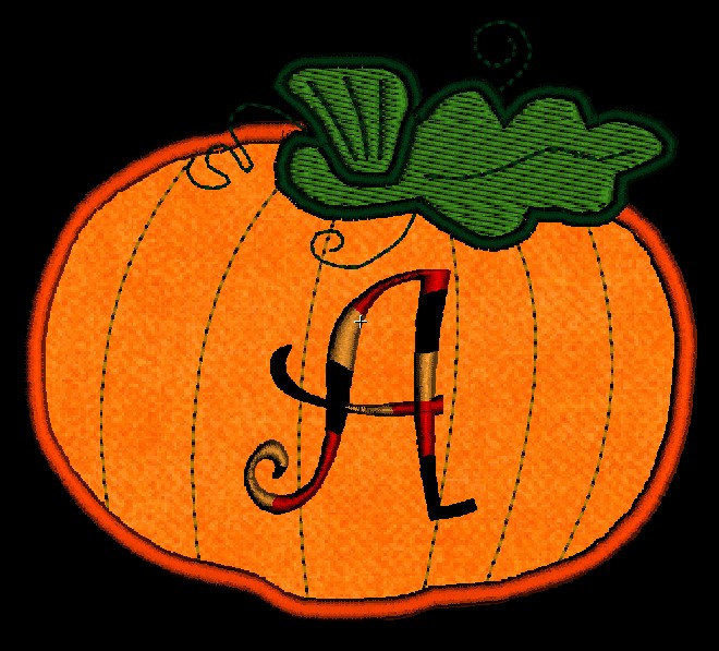 Pumpkin Curlz Applique Fonts Monogram Machine Embroidery Design Set - Embroidery Designs By AVI