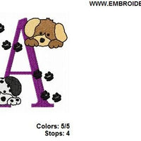 Puppy Dogs Monogram Fonts Machine Embroidery Designs Set - Embroidery Designs By AVI