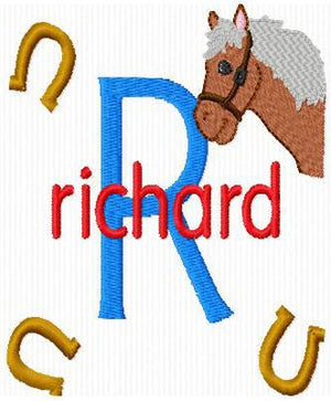 Horse Pony and Horseshoes Machine Embroidery Monogram Fonts Designs Set - Embroidery Designs By AVI
