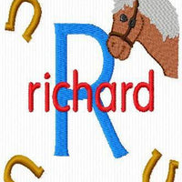 Horse Pony and Horseshoes Machine Embroidery Monogram Fonts Designs Set - Embroidery Designs By AVI