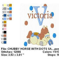 Pony and Dots Machine Embroidery Monogram Fonts Designs Set - Embroidery Designs By AVI