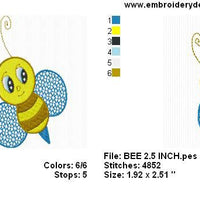Cute Bee Machine Embroidery Design Instant Download Sale - Embroidery Designs By AVI