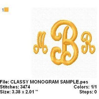 Classy 3 letter Machine Embroidery Monogram Fonts Designs Set - Embroidery Designs By AVI
