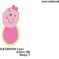 Baby Girl with Bib and Bow Machine Embroidery Design - Embroidery Designs By AVI