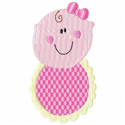 Baby Girl with Bib and Bow Machine Embroidery Design - Embroidery Designs By AVI