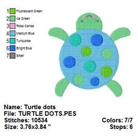 Cute Turtle with dots Machine Embroidery Design - Embroidery Designs By AVI