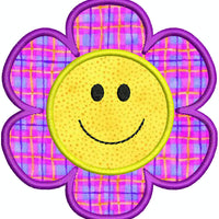 Smiley Face Flower Applique Machine Embroidery Design - Embroidery Designs By AVI
