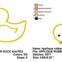 Rubber Duck Duckie Applique Machine Embroidery Design - Embroidery Designs By AVI
