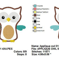 Owl Applique Machine Embroidery Design - Embroidery Designs By AVI