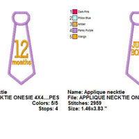 Baby Monthly Numbers Neck Tie Applique Machine Embroidery Designs - Embroidery Designs By AVI