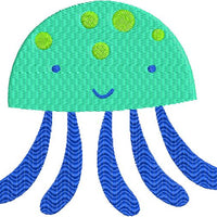 Jellyfish Jelly Fish with fill Machine Embroidery Design - Embroidery Designs By AVI