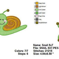 Cute Kids Snail Machine Embroidery Design - Embroidery Designs By AVI