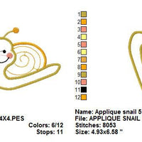 Snail Applique Machine Embroidery Design - Embroidery Designs By AVI