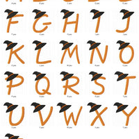 Halloween Witch Hat Machine Embroidery Monogram Fonts Designs Set - Embroidery Designs By AVI