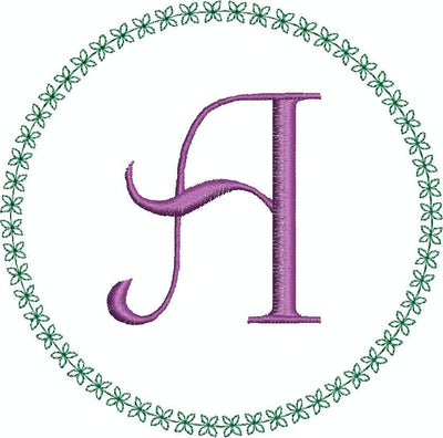 Circle Floral Monogram Font Machine Embroidery Design Set - Embroidery Designs By AVI