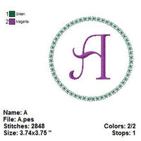 Circle Floral Monogram Font Machine Embroidery Design Set - Embroidery Designs By AVI