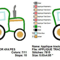 Applique Farm Tractor Machine Embroidery Design - Embroidery Designs By AVI