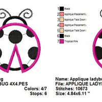 Applique Ladybug Lady Bug Machine Embroidery Design - Embroidery Designs By AVI