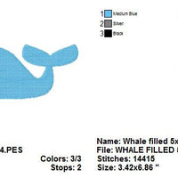 Whale Nautical Ocean Machine Embroidery Design - Embroidery Designs By AVI