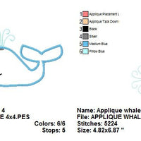 Whale I Applique Machine Embroidery Design - Embroidery Designs By AVI
