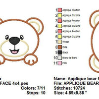 Cute Baby Bear Face Applique Machine Embroidery Design - Embroidery Designs By AVI