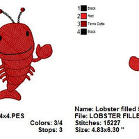Lobster Filled Machine Embroidery Design - Embroidery Designs By AVI