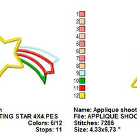 Shooting Star Applique Machine Embroidery Design - Embroidery Designs By AVI