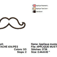 Mustache Moustache Applique Machine Embroidery Design - Embroidery Designs By AVI