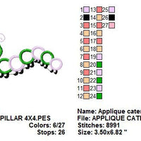 Cute Caterpillar Catepillar Applique Machine Embroidery Design - Embroidery Designs By AVI