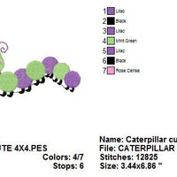 Cute Caterpillar Catepillar Bug Filled Machine Embroidery Design - Embroidery Designs By AVI