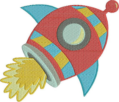 Rocket Ship Outer Space Machine Embroidery Design - Embroidery Designs By AVI