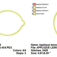 Lemon or Lime Applique Machine Embroidery Design - Embroidery Designs By AVI